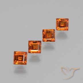 Gemas de granate hessonita Naranja oscuro natural de 1.45 ct, Cuadrado, VS