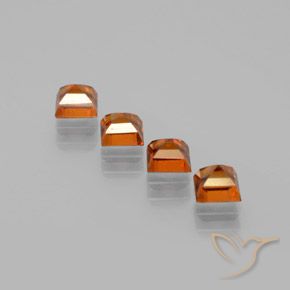 Gemas de granate hessonita Naranja oscuro natural de 1.45 ct, Cuadrado, VS