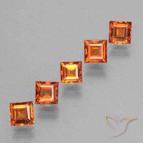 Gemas de granate hessonita Naranja medio natural de 1.86 ct, Cuadrado, VS