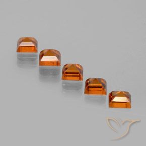 Gemas de granate hessonita Naranja medio natural de 1.86 ct, Cuadrado, VS