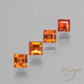 Gemas de granate hessonita Naranja oscuro medio natural de 1.39 ct, Cuadrado, VS