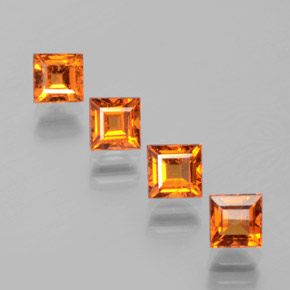 Gemas de granate hessonita Naranja marrón natural de 2.05 ct, Cuadrado, VS