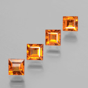 Gemas de granate hessonita Naranja marrón natural de 2.05 ct, Cuadrado, VS