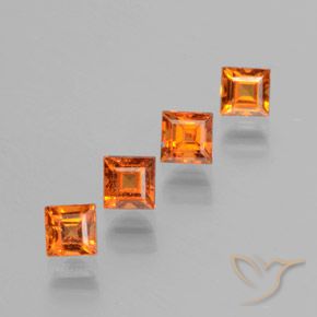 Gemas de granate hessonita Naranja amarillento natural de 1.47 ct, Cuadrado, VS