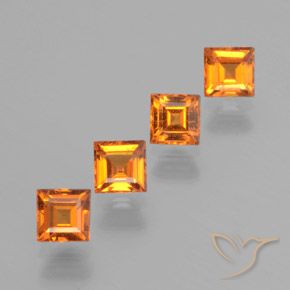 Gemas de granate hessonita Naranja medio natural de 1.30 ct, Cuadrado, VS