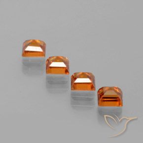Gemas de granate hessonita Naranja medio natural de 1.30 ct, Cuadrado, VS