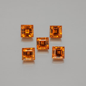 Gemas de granate hessonita naranja natural de 1,80 ct, cuadrado, VS
