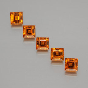 Gemas de granate hessonita naranja natural de 1,80 ct, cuadrado, VS