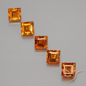 Gemas de granate hessonita Naranja oscuro medio natural de 1.84 ct, Cuadrado, VS