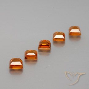 Gemas de granate hessonita Naranja oscuro medio natural de 1.84 ct, Cuadrado, VS