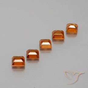 Gemas de granate hessonita Naranja oscuro medio natural de 1.59 ct, Cuadrado, VS