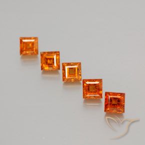 Gemas de granate hessonita Naranja oscuro natural de 1.82 ct, Cuadrado, VS