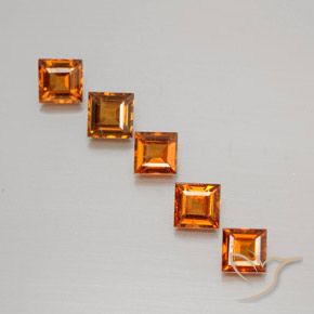 Gemas de granate hessonita Naranja oscuro natural de 1.43 ct, Cuadrado, VS