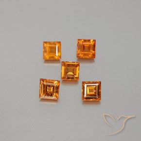 1.34ctw Natural Naranja amarillento granate hessonita, Cuadrado, VS