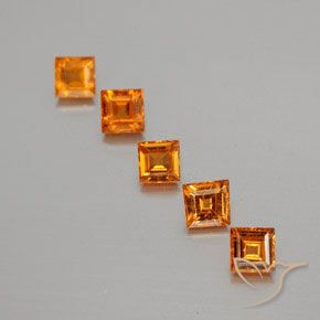 Gemas de granate hessonita Naranja amarillento natural de 1.34 ct, Cuadrado, VS