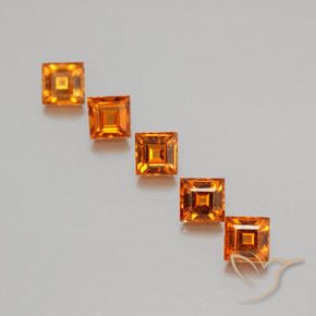 Gemas de granate hessonita Naranja medio natural de 1.64 ct, Cuadrado, VS
