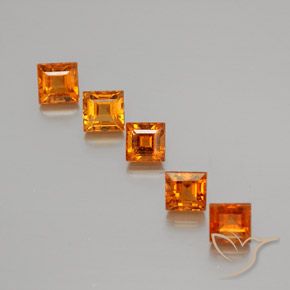 Gemas de granate hessonita Naranja amarillento natural de 1.99 ct, Cuadrado, VS