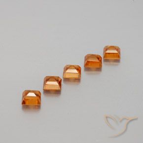 Gemas de granate hessonita Naranja amarillento natural de 1.33 ct, Cuadrado, VS