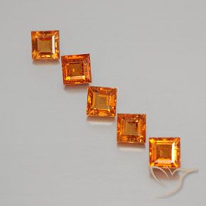 Gemas de granate hessonita Naranja medio natural de 1.80 ct, Cuadrado, VS
