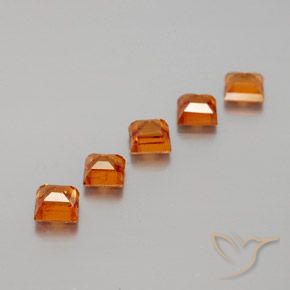 Gemas de granate hessonita Naranja medio natural de 1.80 ct, Cuadrado, VS