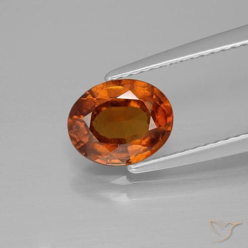 1.65ct Natural Naranja oscuro Granate Hessonita, Ovalada, VS