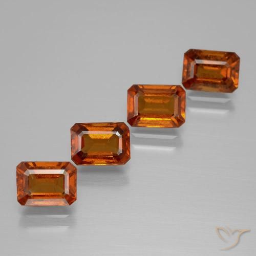 5.00ctw Natural Naranja medio Granate Hessonita, corte esmeralda, VS