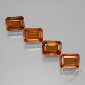 Gemas de granate hessonita Naranja medio natural de 5.00 ct, Corte Octágono / Esmeralda, VS