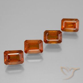 Gemas de granate hessonita Naranja medio natural de 5.05 ct, Corte Octágono / Esmeralda, VS-SI