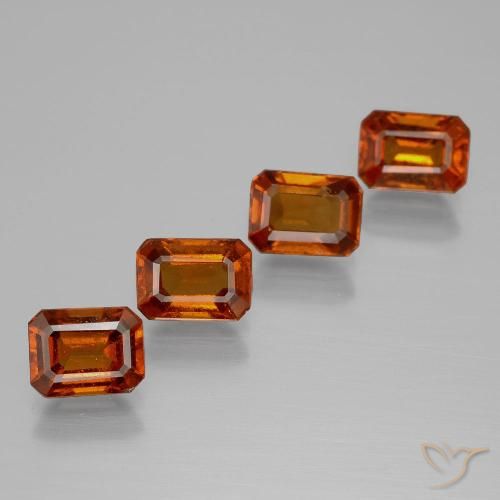 4.49ctw Natural Naranja medio Granate Hessonita, corte esmeralda, VS