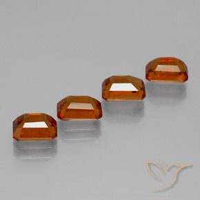 Gemas de granate hessonita Naranja medio natural de 4.49 ct, Corte Octágono / Esmeralda, VS