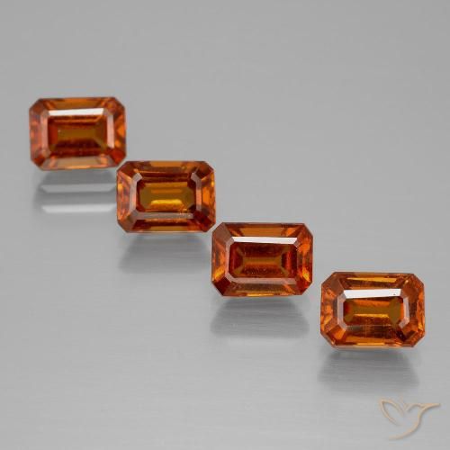 4.86ctw Natural Naranja medio granate hessonita, corte esmeralda, VS