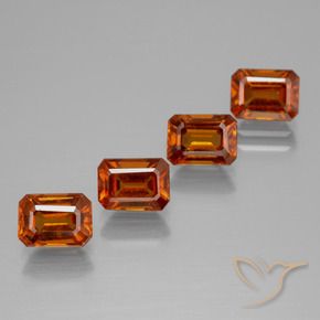 Gemas de granate hessonita Naranja medio natural de 4.86 ct, Corte Octágono / Esmeralda, VS