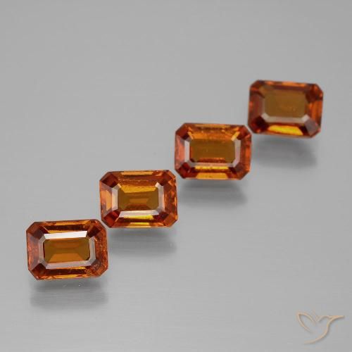 4.35ctw Natural Naranja medio granate hessonita, corte esmeralda, VS