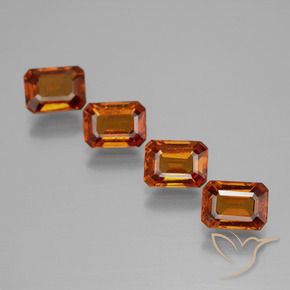 Gemas de granate hessonita Naranja medio natural de 4.35 ct, Corte Octágono / Esmeralda, VS