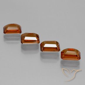 Gemas de granate hessonita Naranja medio natural de 5.07 ct, Corte Octágono / Esmeralda, VS