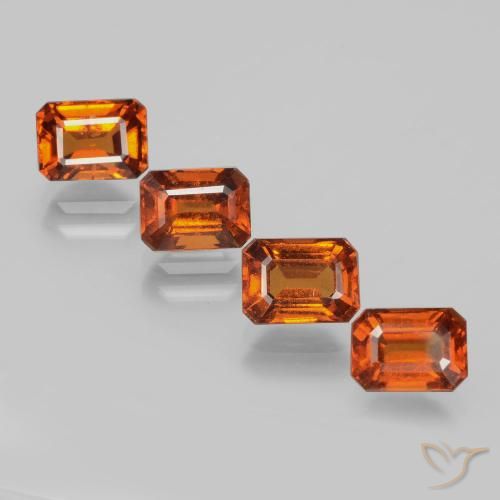 5.27ctw Natural Naranja oscuro medio Granate Hessonita, corte esmeralda, VS-SI