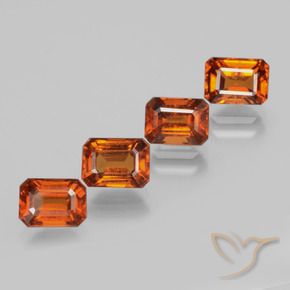 Gemas de granate hessonita Naranja oscuro medio natural de 5.27 ct, Corte Octágono / Esmeralda, VS-SI