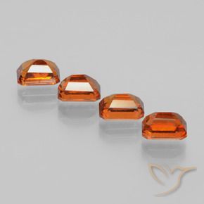 Gemas de granate hessonita Naranja oscuro medio natural de 5.27 ct, Corte Octágono / Esmeralda, VS-SI
