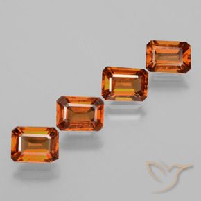 Gemas de granate hessonita Naranja oscuro natural de 4.63 ct, Corte Octágono / Esmeralda, VS