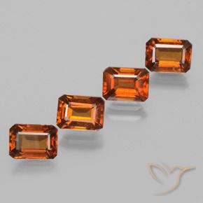 Gemas de granate hessonita Naranja medio natural de 4.86 ct, Corte Octágono / Esmeralda, VS-SI