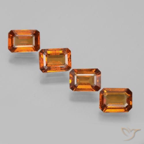 3.70ctw Natural Naranja oscuro granate hessonita, corte esmeralda, VS