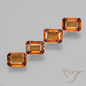 Gemas de granate hessonita Naranja oscuro natural de 3.70 ct, Corte Octágono / Esmeralda, VS