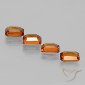 Gemas de granate hessonita Naranja oscuro natural de 3.70 ct, Corte Octágono / Esmeralda, VS