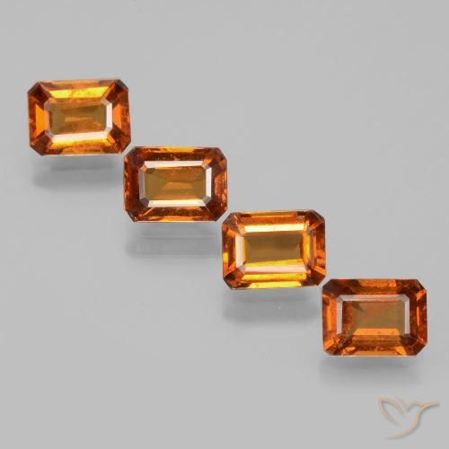 4.14ctw Natural Naranja medio granate hessonita, corte esmeralda, VS