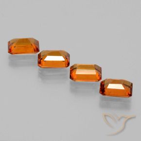 Gemas de granate hessonita Naranja medio natural de 4.14 ct, Corte Octágono / Esmeralda, VS