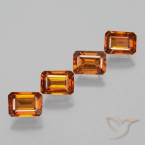 Gemas de granate hessonita Naranja medio natural de 4.91 ct, Corte Octágono / Esmeralda, VS