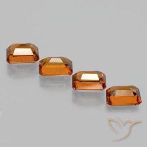 Gemas de granate hessonita Naranja medio natural de 4.91 ct, Corte Octágono / Esmeralda, VS