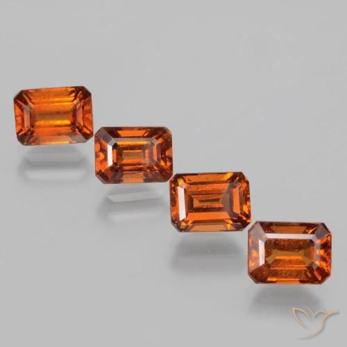 4.89ctw Natural Naranja rojizo granate hessonita, corte esmeralda, VS
