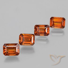 Gemas de granate hessonita Naranja rojizo natural de 4.89 ct, Corte Octágono / Esmeralda, VS