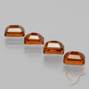 Gemas de granate hessonita Naranja rojizo natural de 4.89 ct, Corte Octágono / Esmeralda, VS